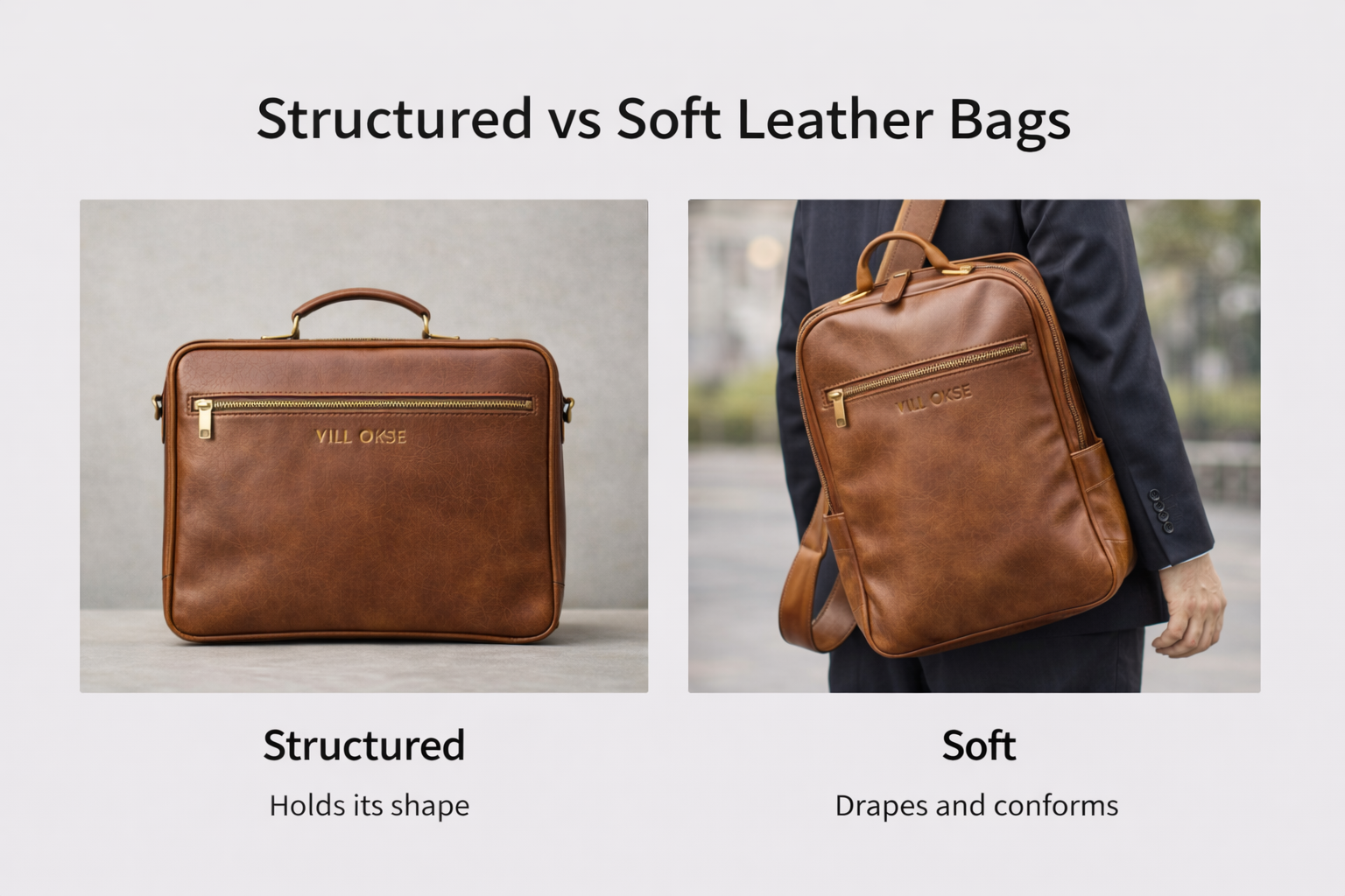 Structured vs Soft Leather Bags - VILL OKSE