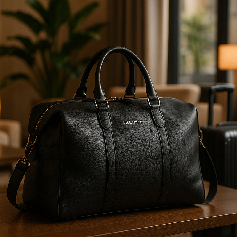 premium leather Travel bags by VILL OKSE black