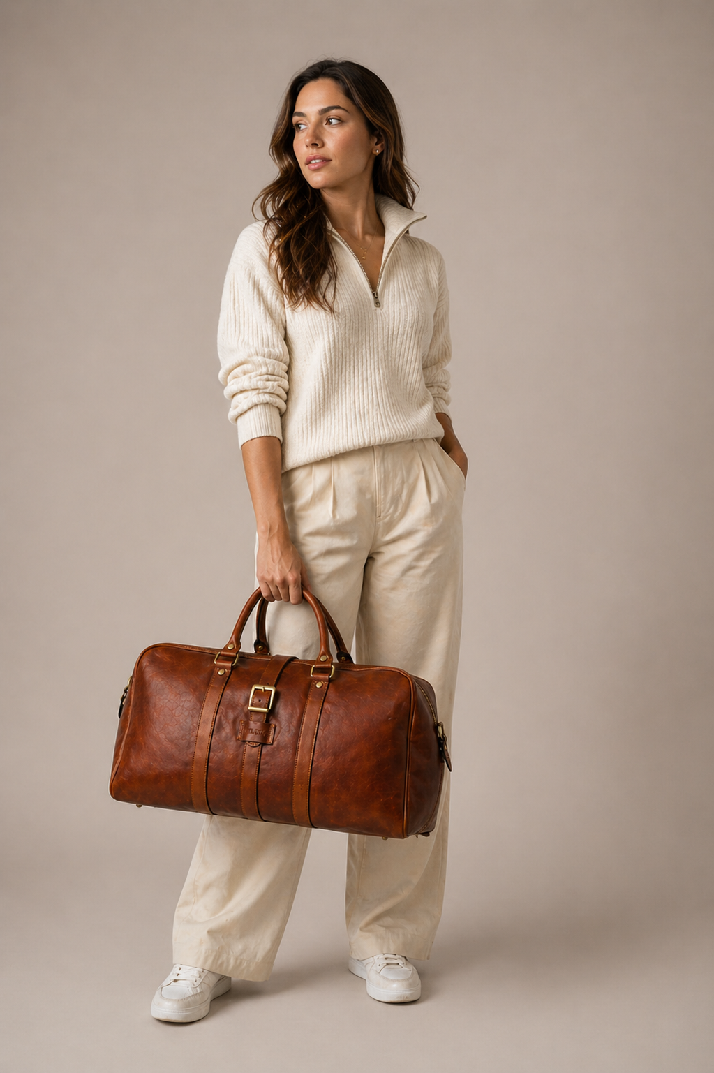 Bjorn Leather Weekender Bag (Cognac Oil Pull-Up)