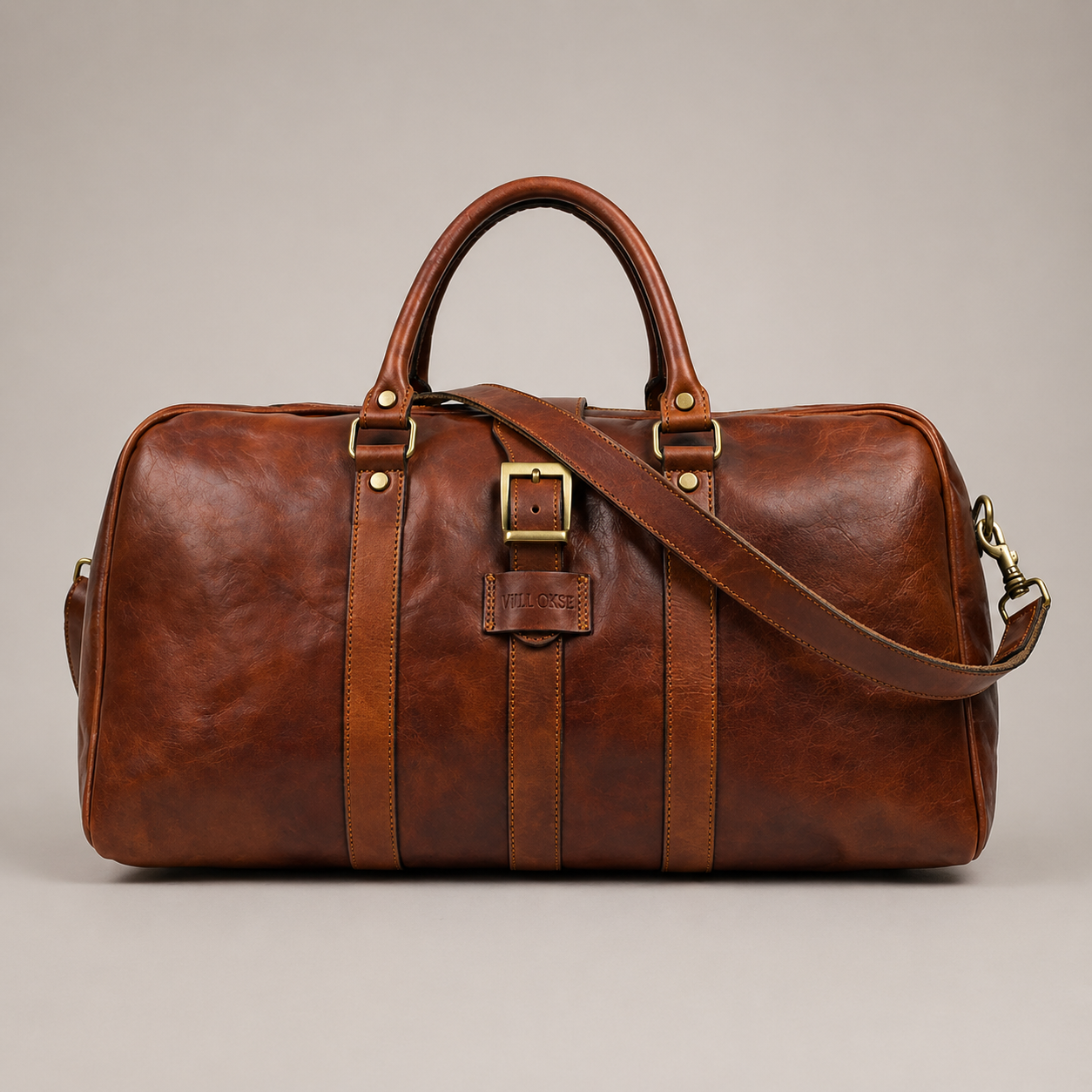 Bjorn Leather Weekender Bag (Cognac Oil Pull-Up)