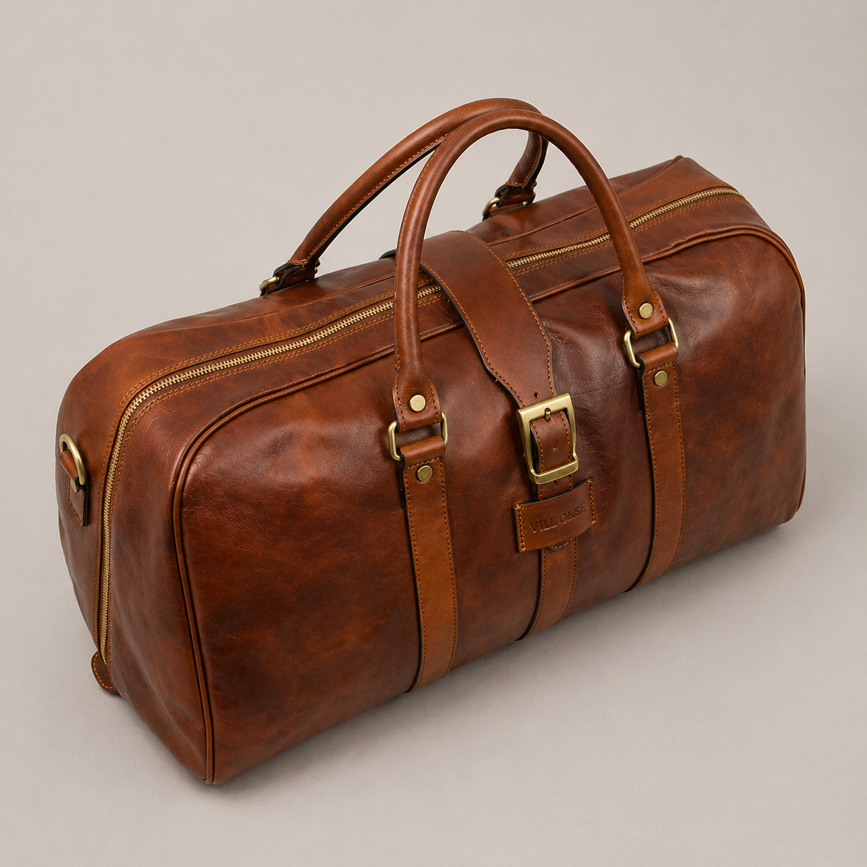 Bjorn Leather Weekender Bag (Cognac Oil Pull-Up)