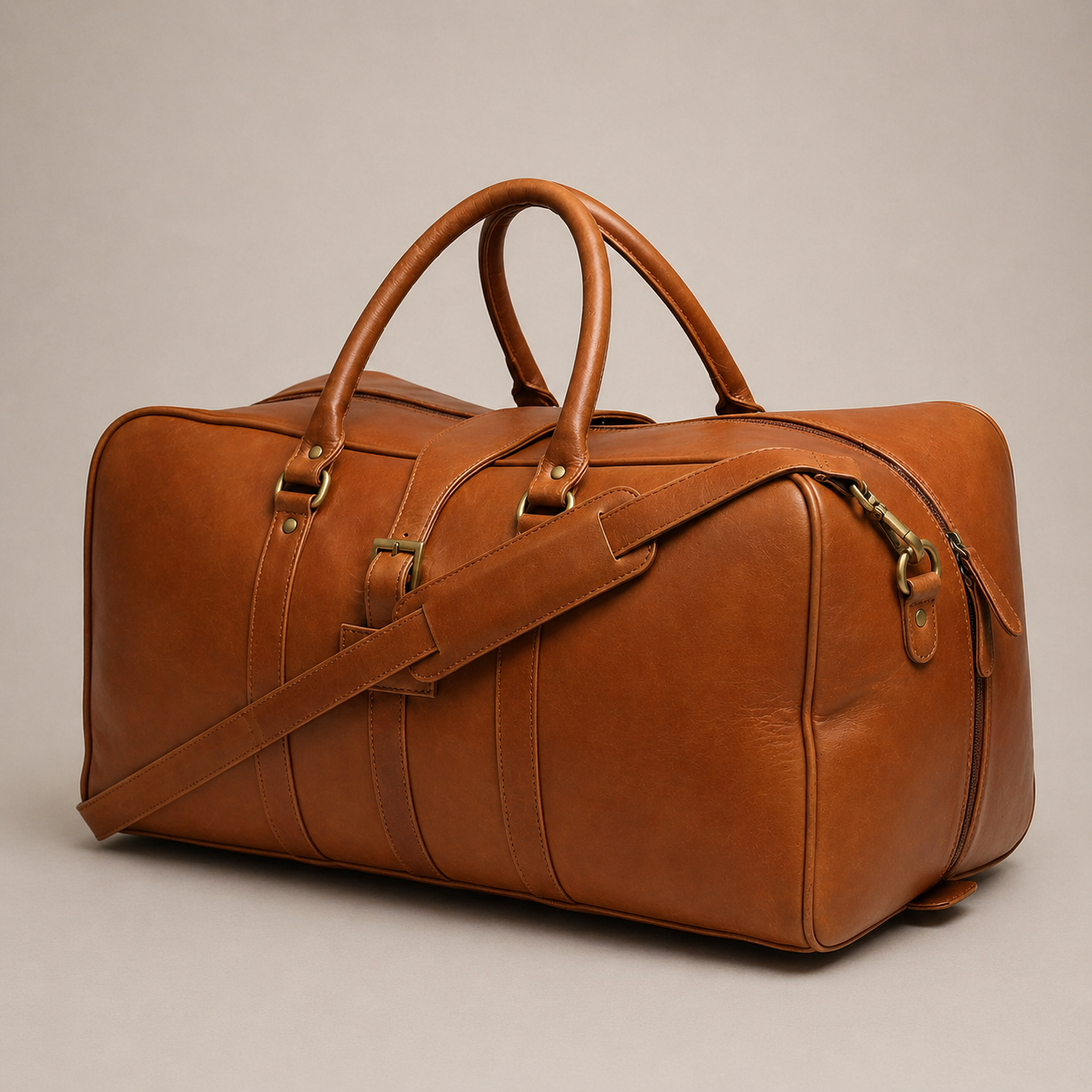 Bjorn Leather Weekender Bag (Cognac VT Leather)