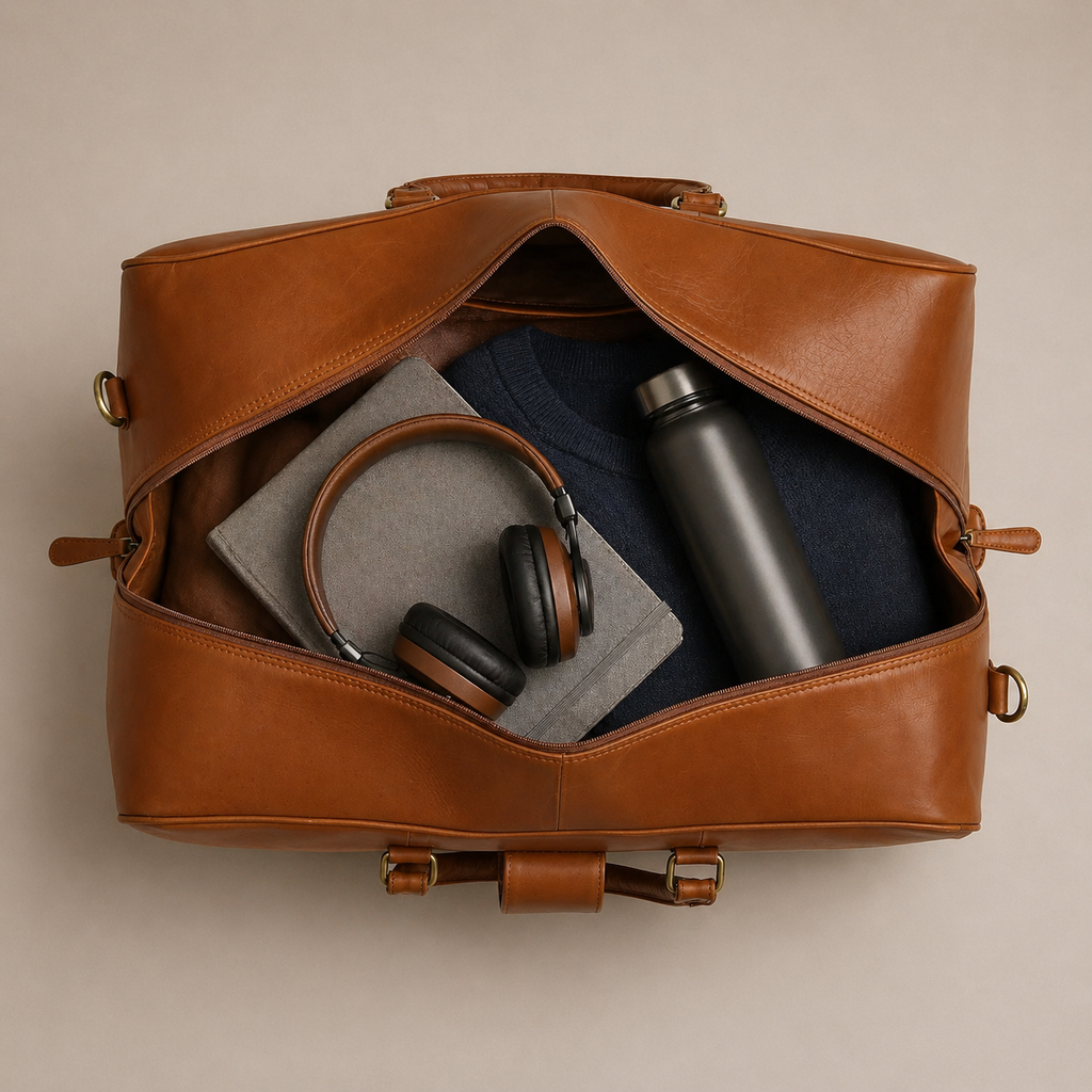 Bjorn Leather Weekender Bag (Cognac VT Leather)