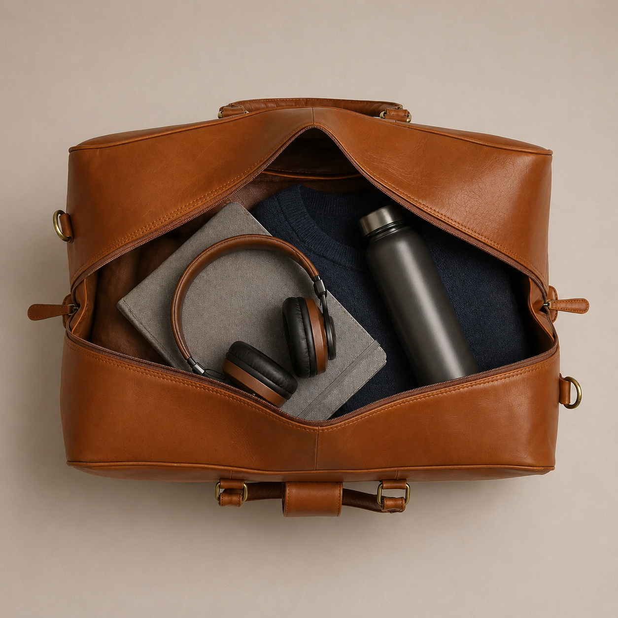 Bjorn Leather Weekender Bag (Cognac VT Leather)