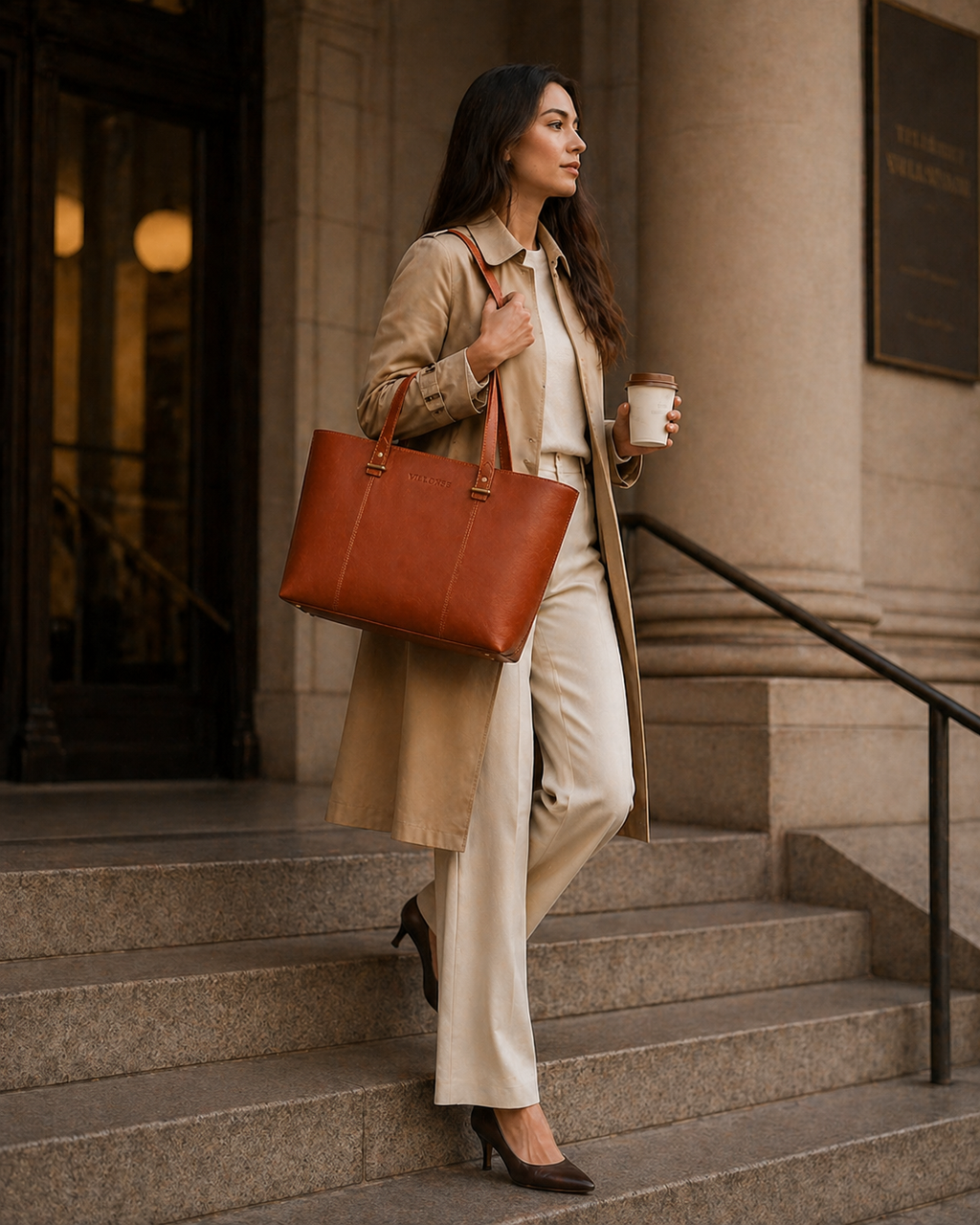 AVA LEATHER TOTE BAG ( COGNAC NAPPA )