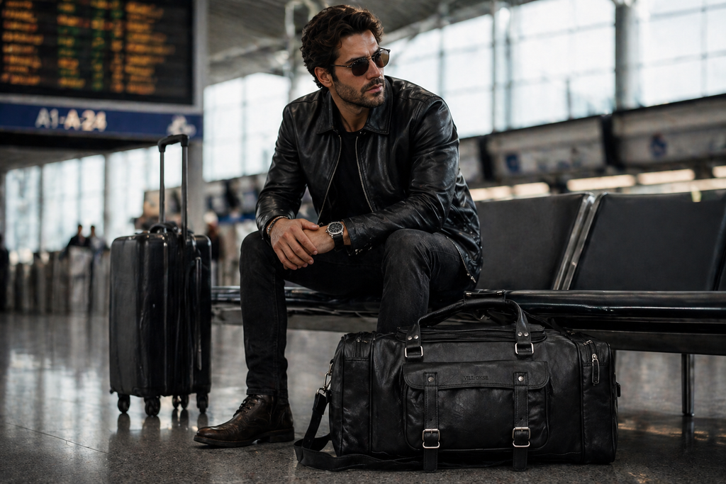 Knight Leather Weekender Bag (Black Nappa)