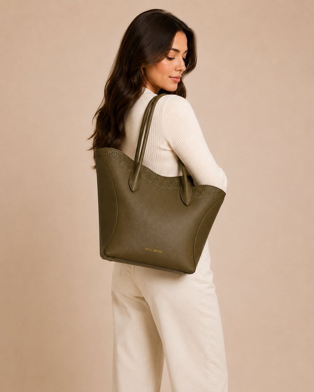 The Lari Leather Handbag for Women ( Ottoman Green )