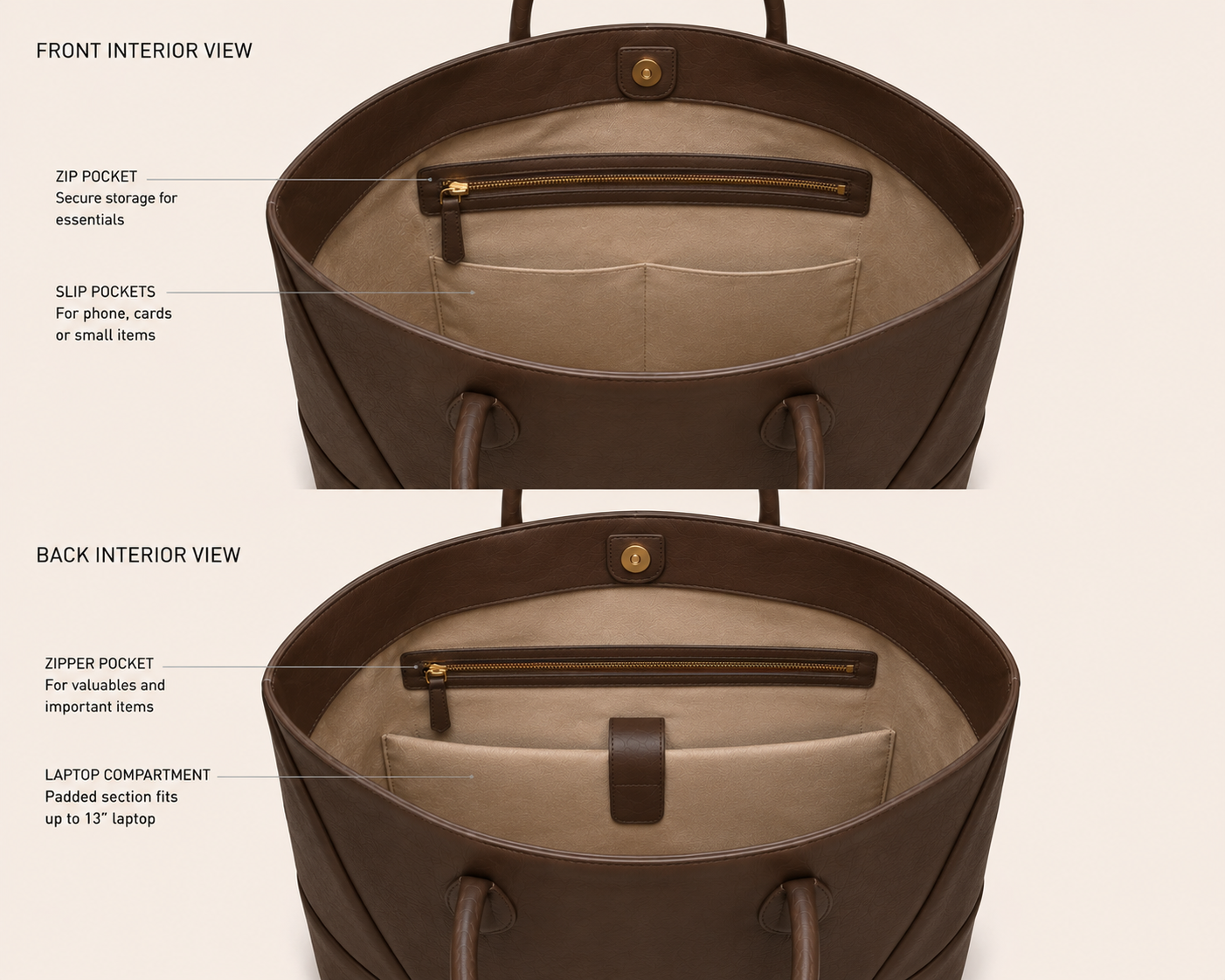 The Lunae Leather Handbag for Ladies ( Executive Coffee )