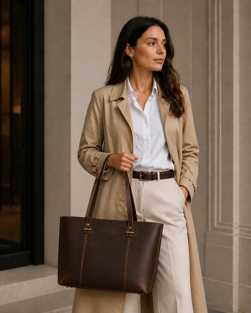 Ava Leather Tote Bag (Oak Brown Hunter)
