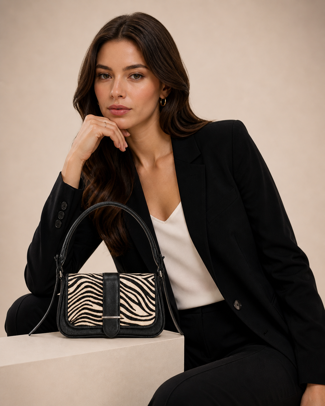 Jenny Leather Handbag (Zebra Hairon)