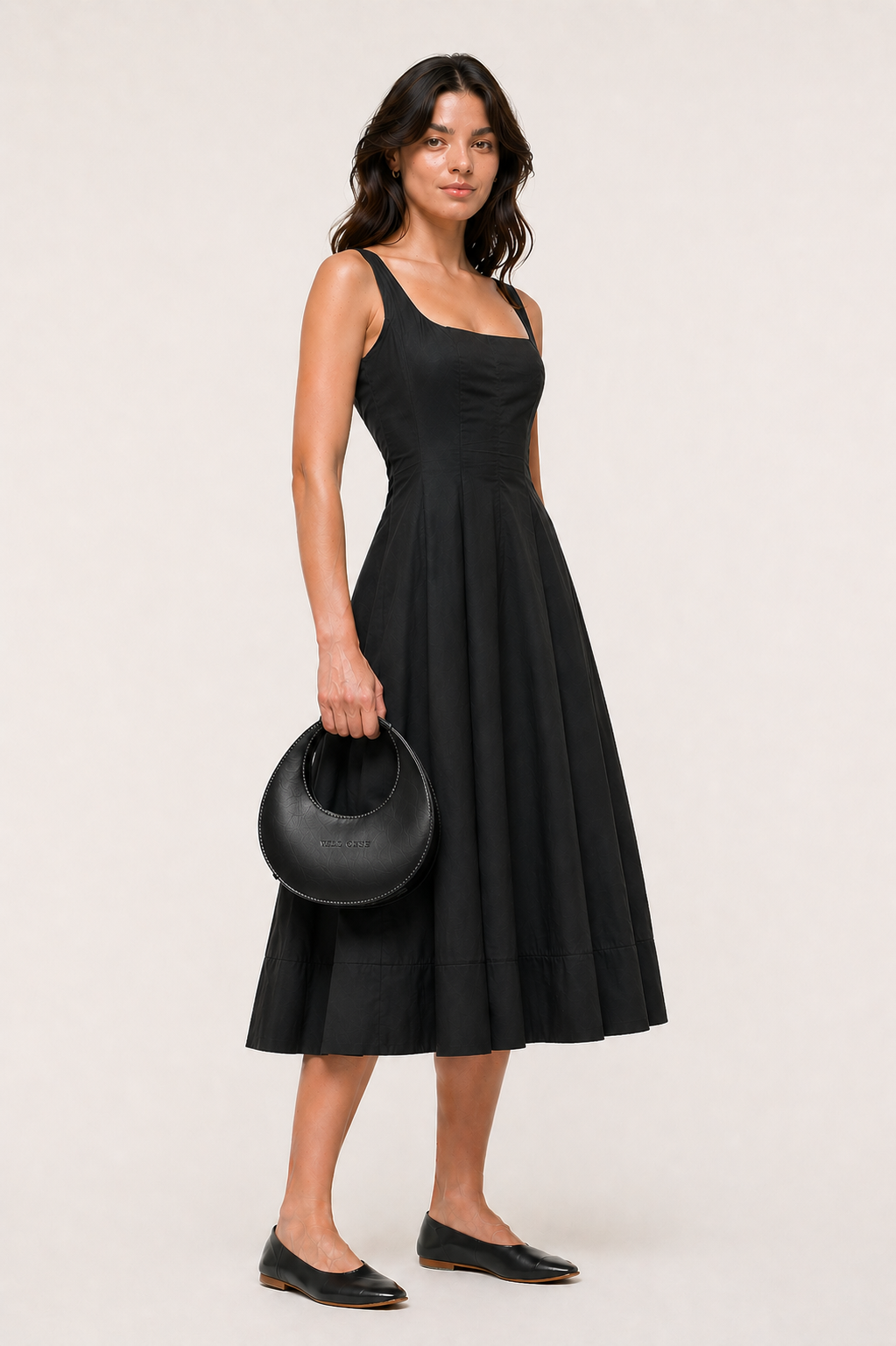 JUDY LEATHER MINI MOON BAG ( BLACK NAPPA )