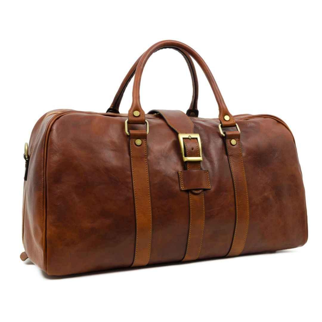Matte-Leather-Duffle-Bag-Cognac-5224401-Side-view - VILL OKSE