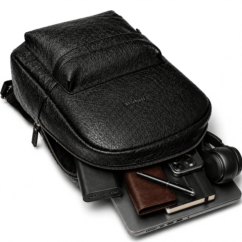 Noir Leather Backpack (Black Nappa)