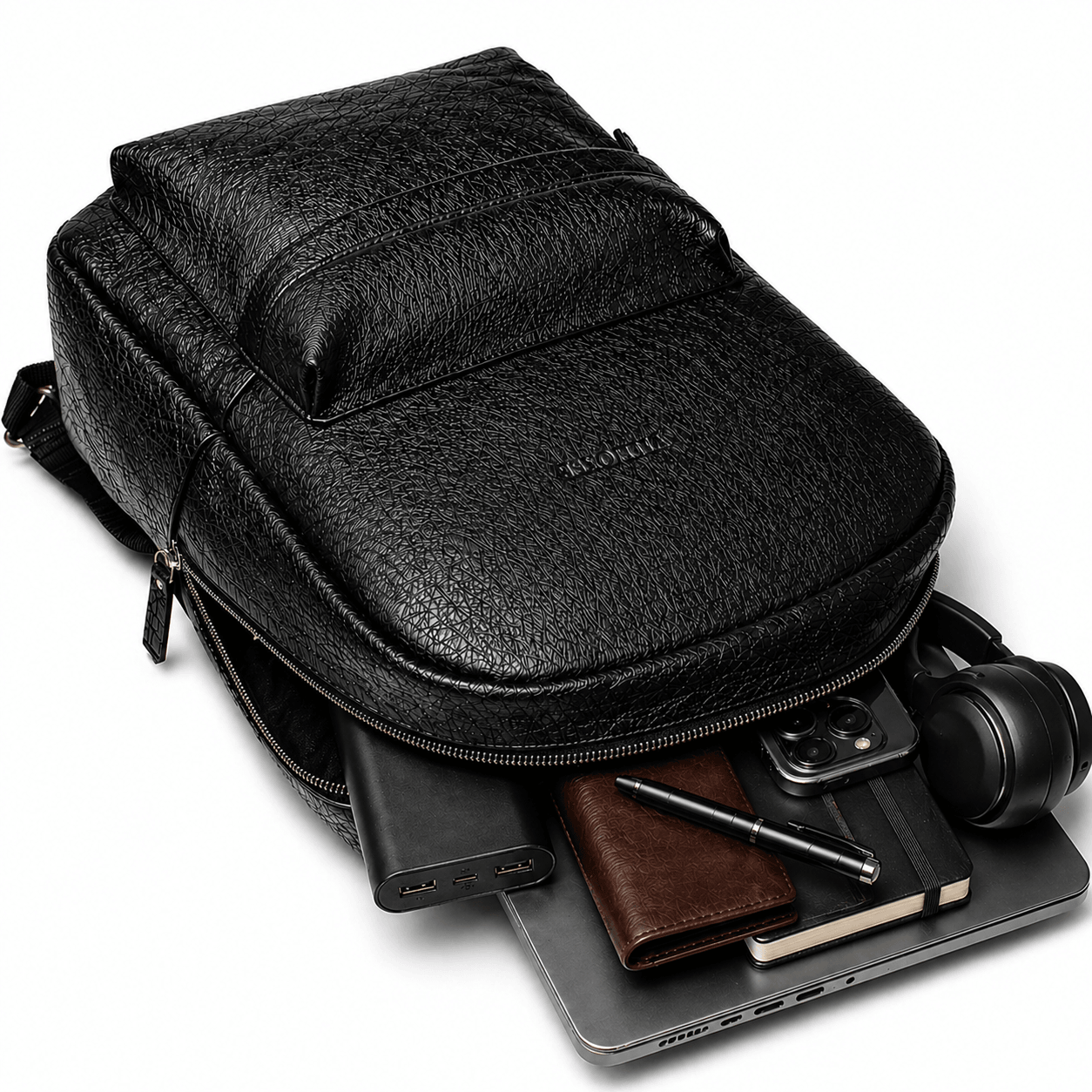 Noir Leather Backpack (Black Nappa)