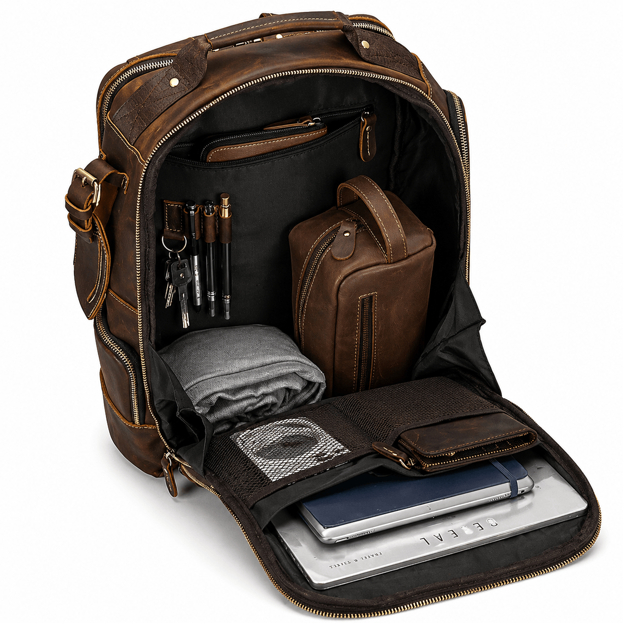 Nomad Leather Backpack (Dark Brown Oil Pull-Up)