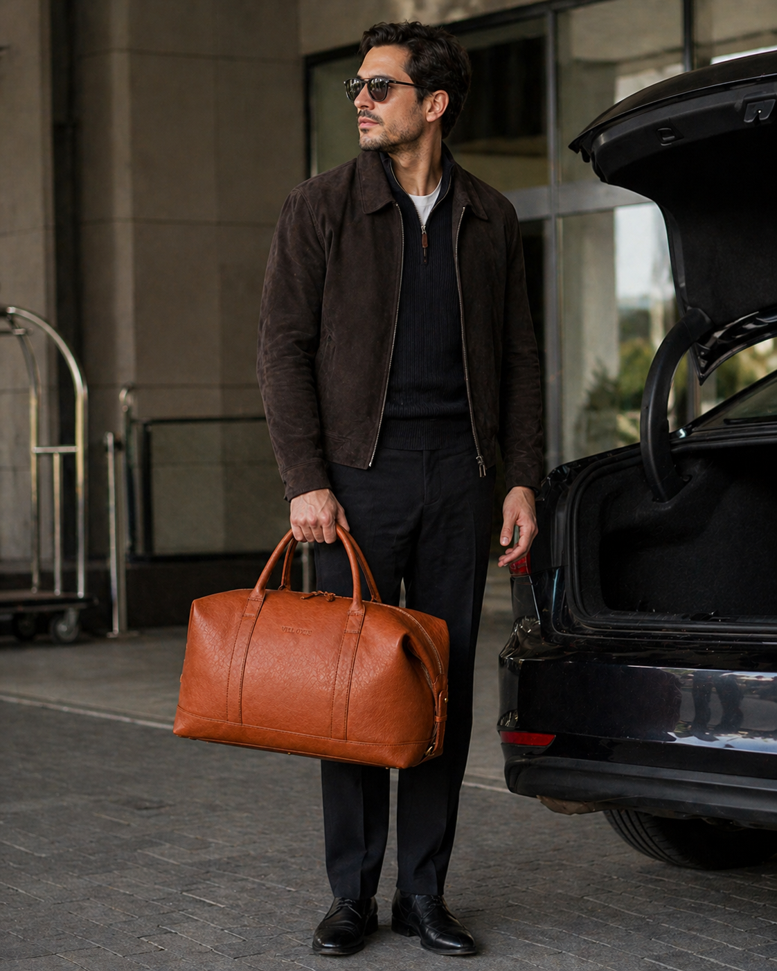 THE REDOIR LEATHER WEEKENDER BAG ( COGNAC VT )