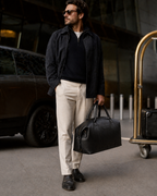 Redoir Leather Weekender Bag (Black Nappa)