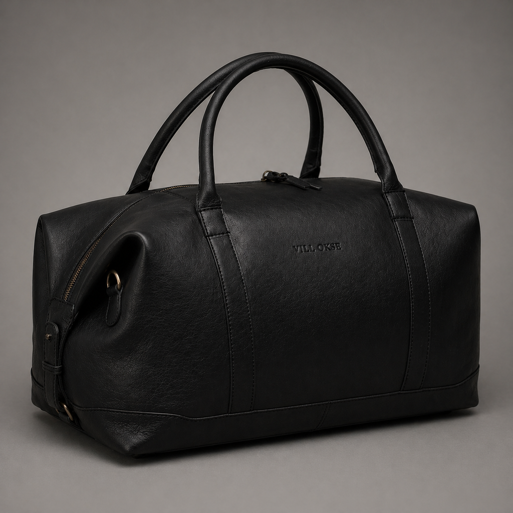 Redoir Leather Weekender Bag (Black Nappa)