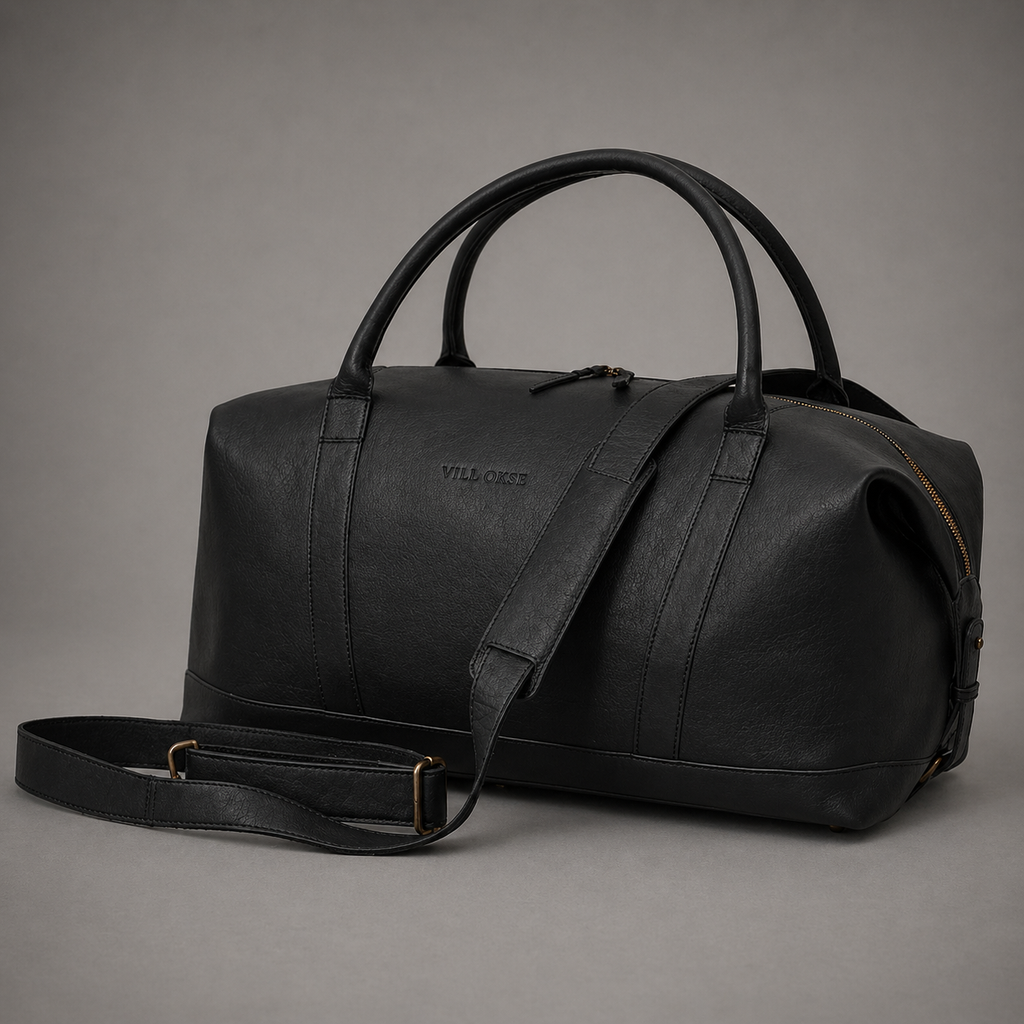 Redoir Leather Weekender Bag (Black Nappa)