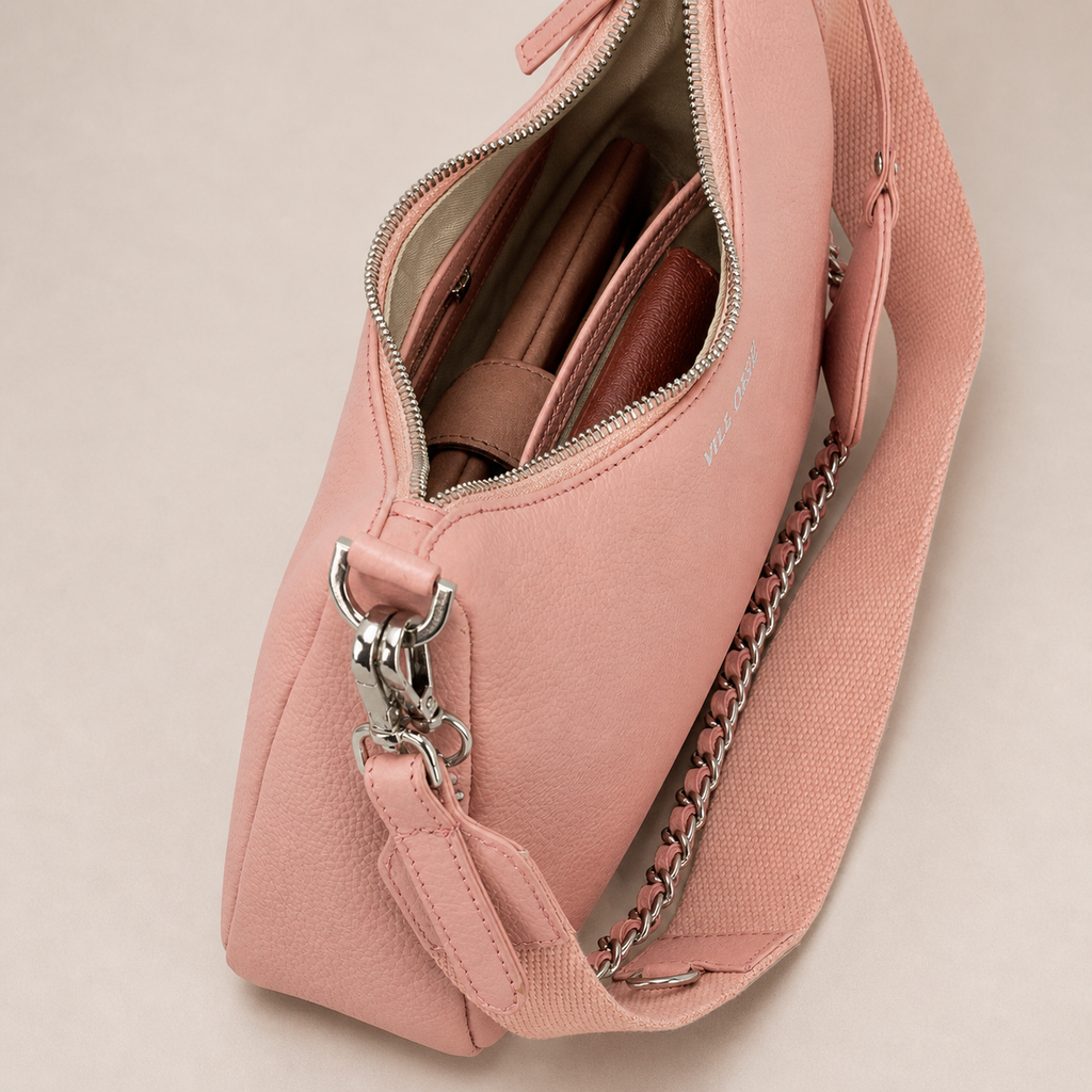 Sarah Leather Sling Bag (Pebble Pink)