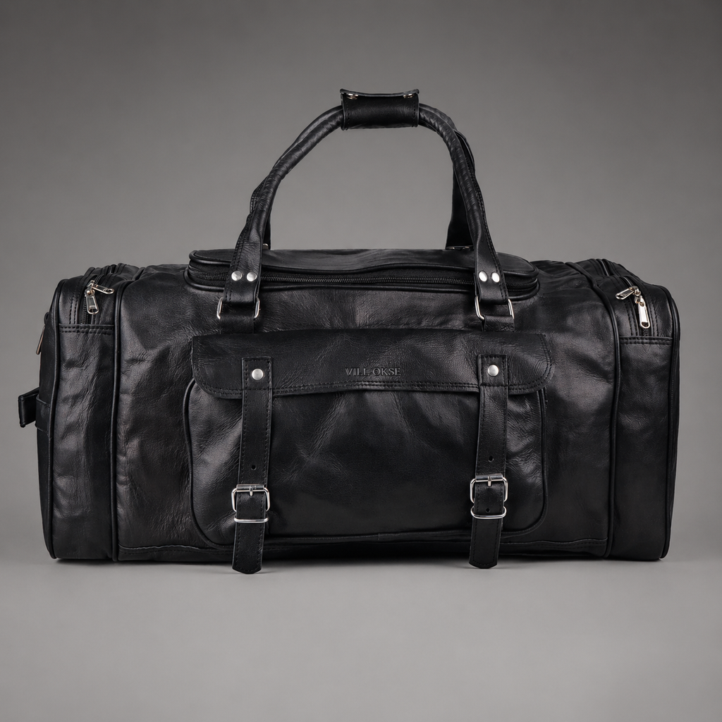 Knight Leather Weekender Bag (Black Nappa)