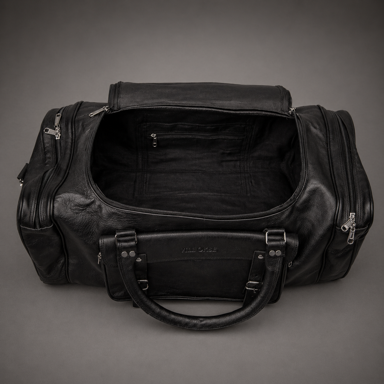 Knight Leather Weekender Bag (Black Nappa)