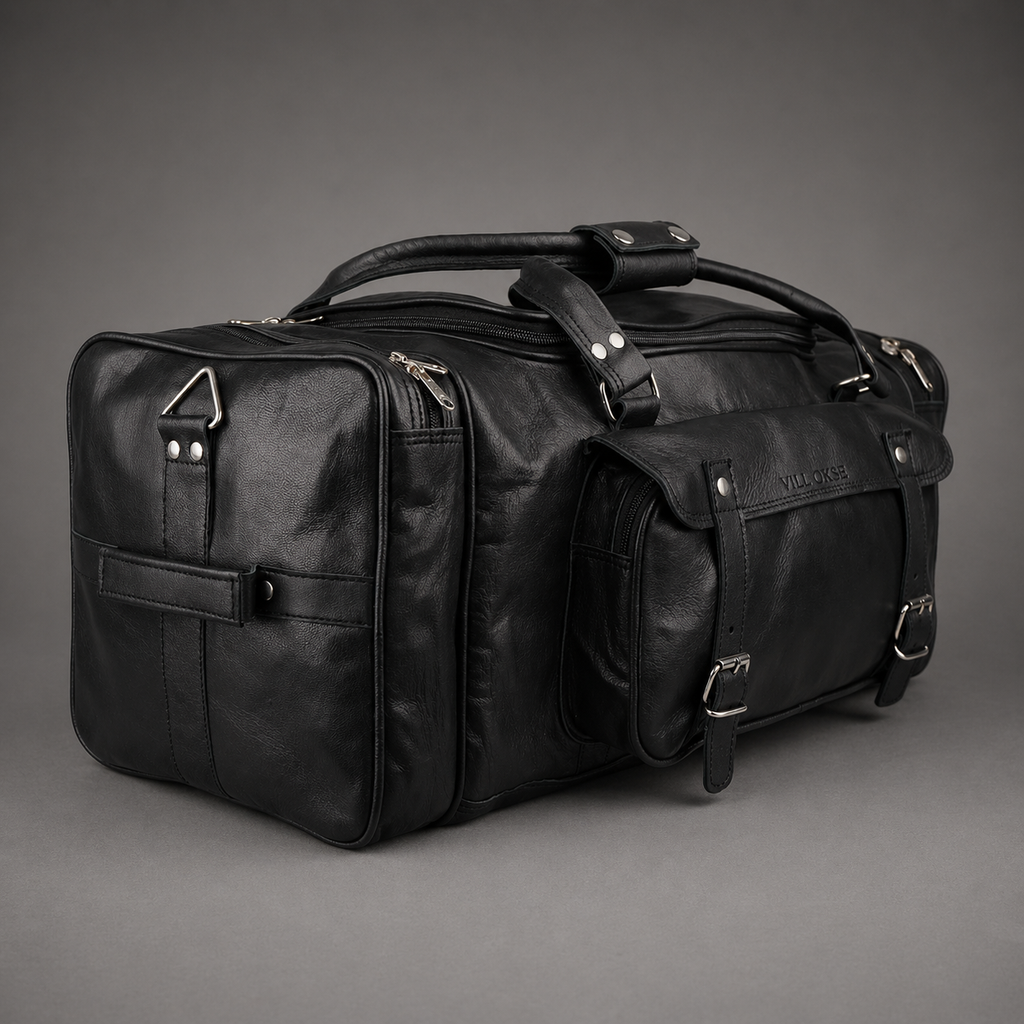 Knight Leather Weekender Bag (Black Nappa)