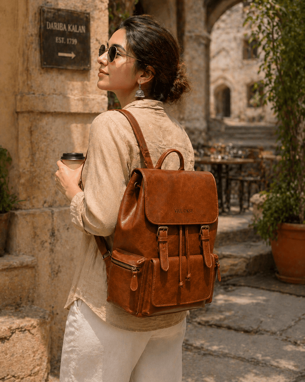 Neil Leather Backpack (Cognac Oil Pull-Up)