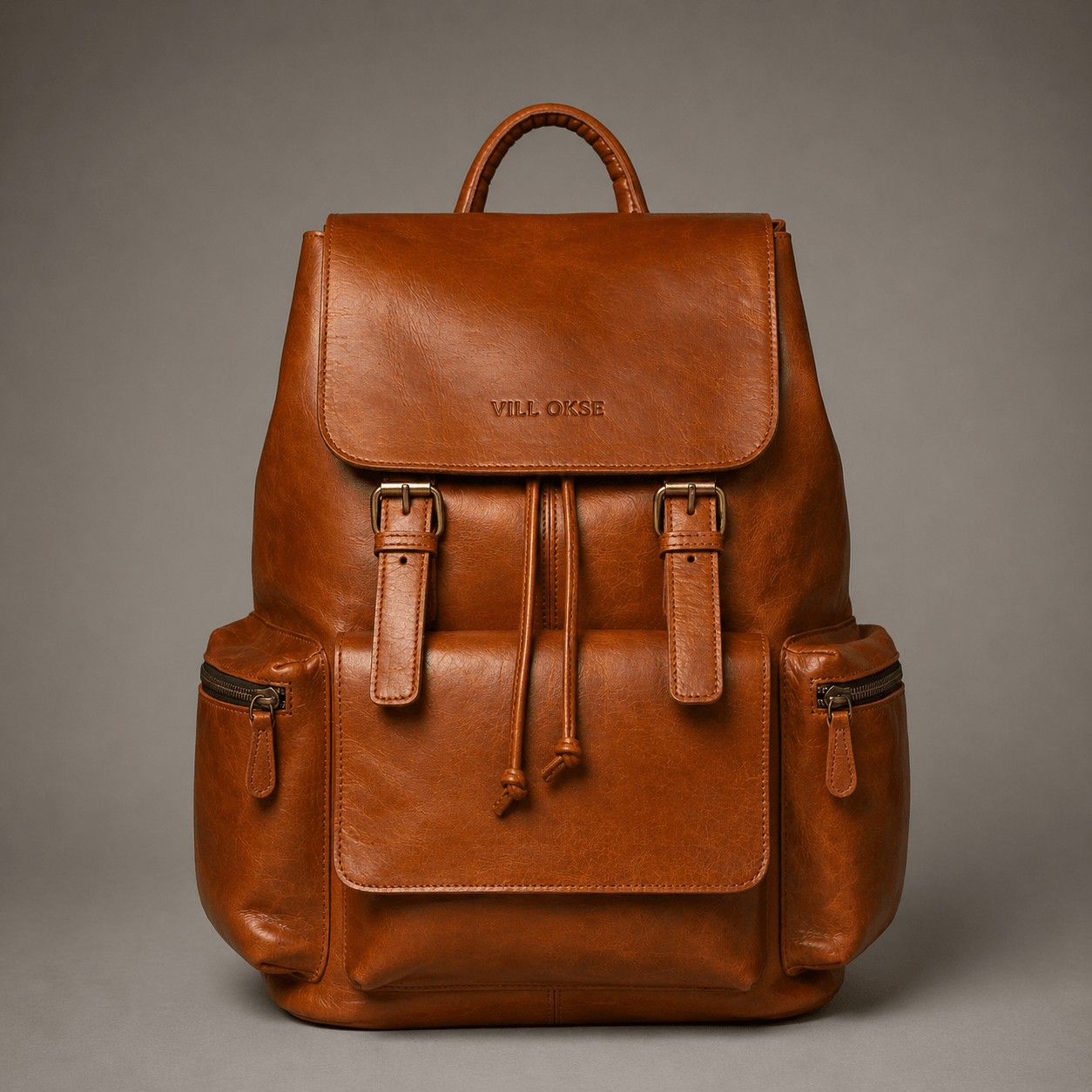 Neil Leather Backpack (Cognac Oil Pull-Up)