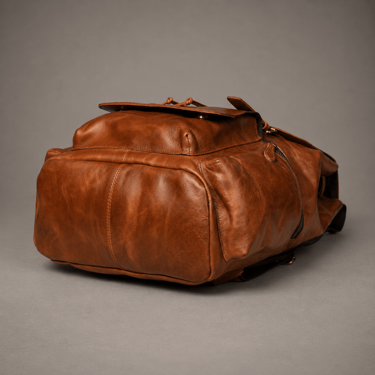Neil Leather Backpack (Cognac Oil Pull-Up)