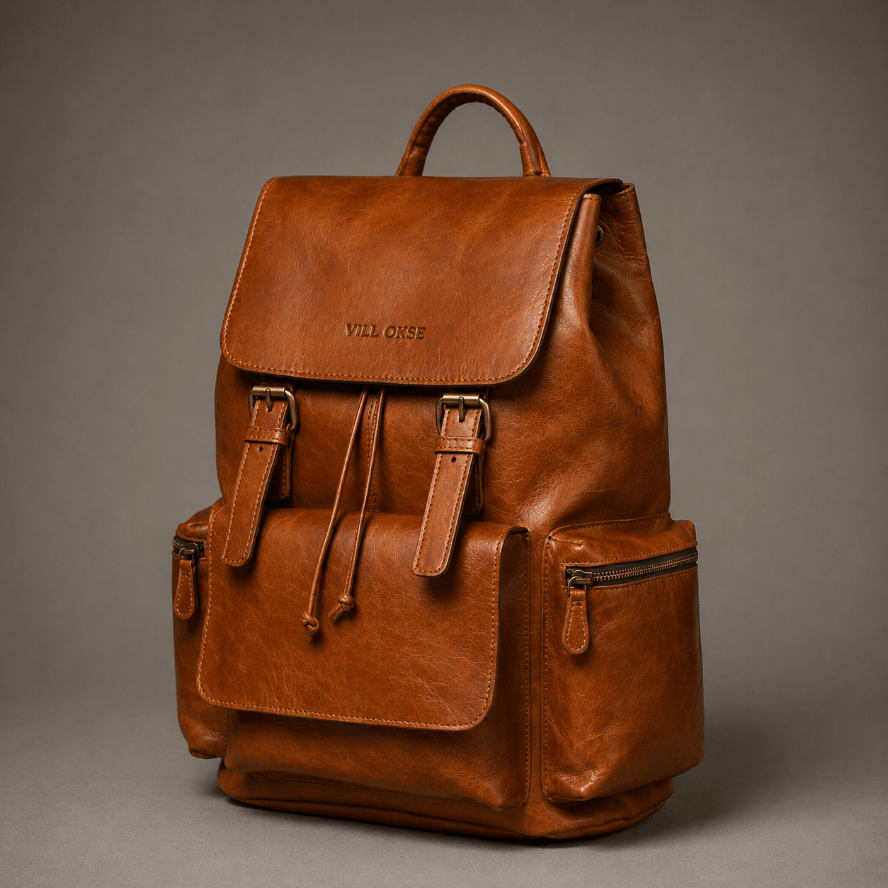 Neil Leather Backpack (Cognac Oil Pull-Up)