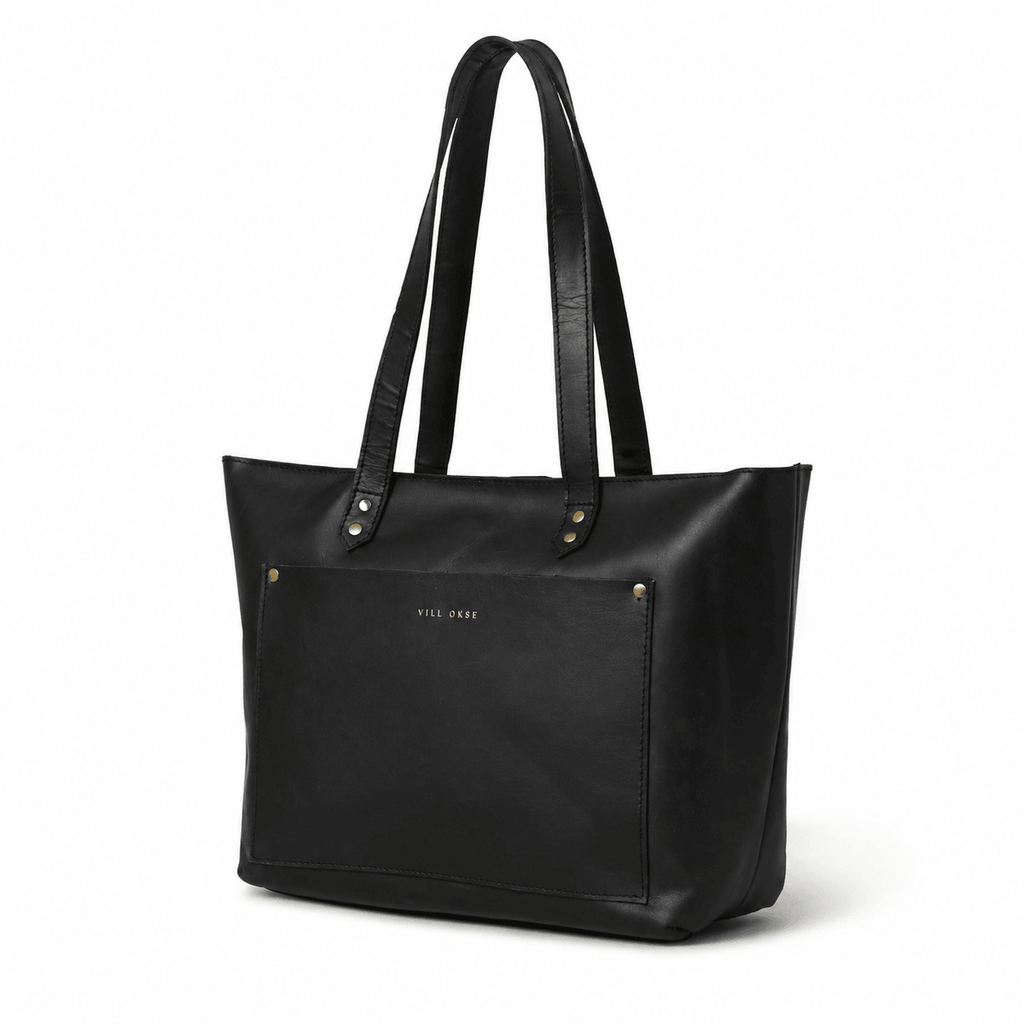 Work Leather Tote Bag (Black Nappa)