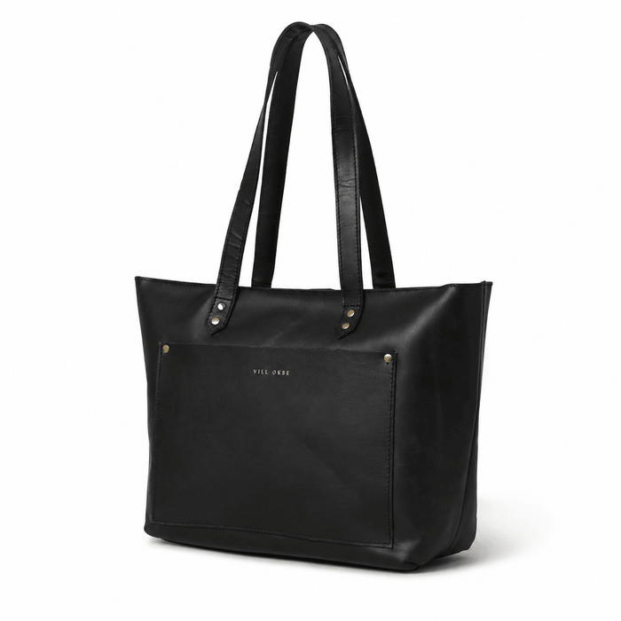 Work Leather Tote Bag (Black Nappa)