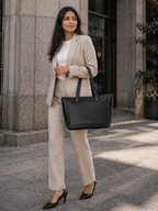Work Leather Tote Bag (Black Nappa)