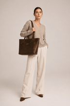 Work Leather Tote Bag (Oak Brown Hunter)