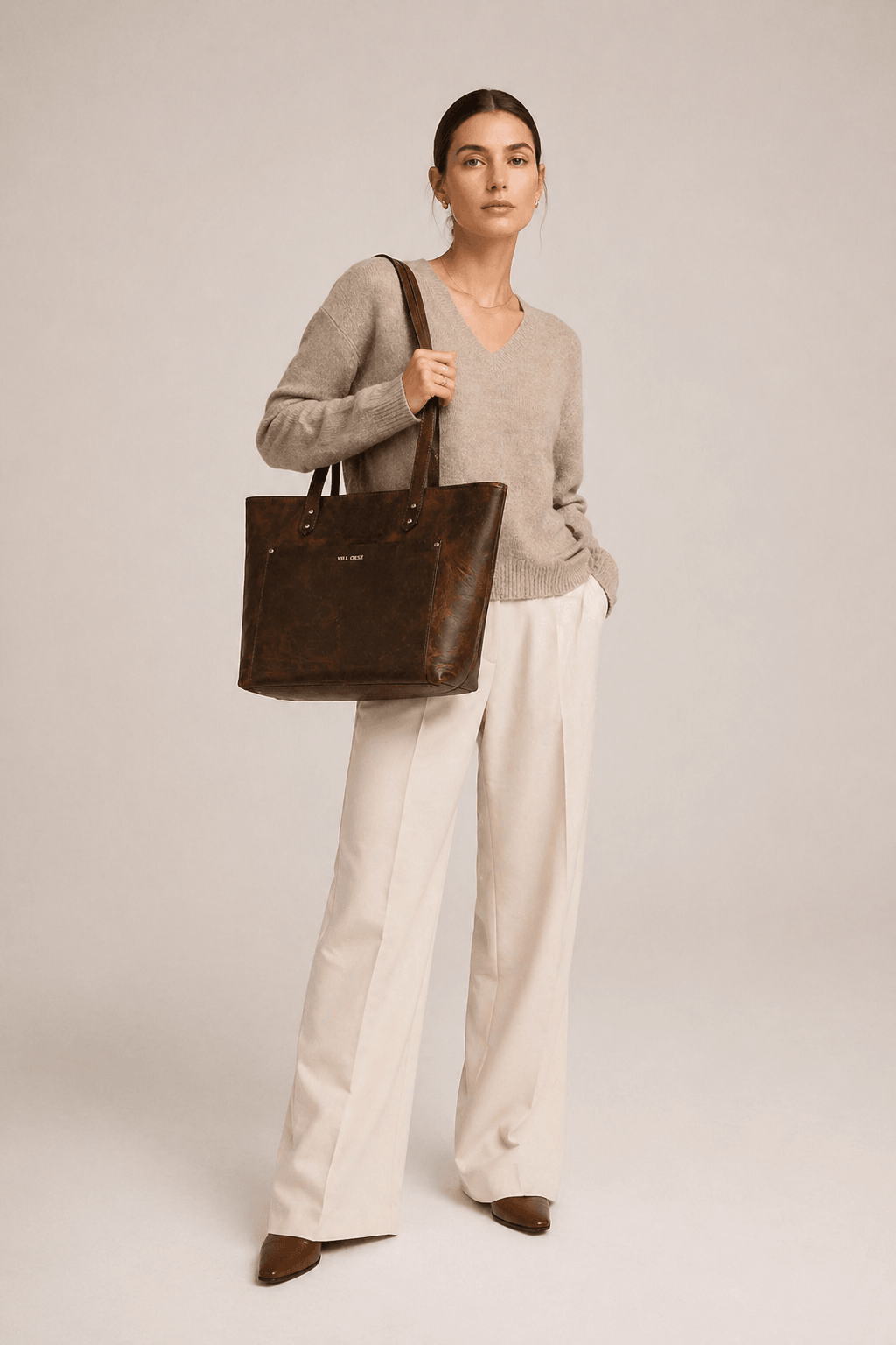 Work Leather Tote Bag (Oak Brown Hunter)
