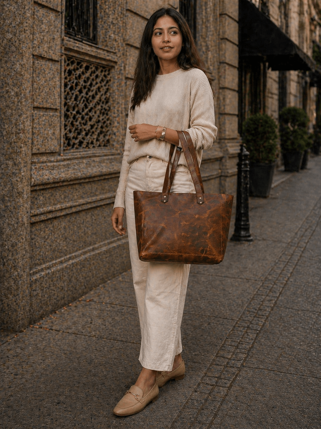 Work Leather Tote Bag (Oak Brown Hunter)