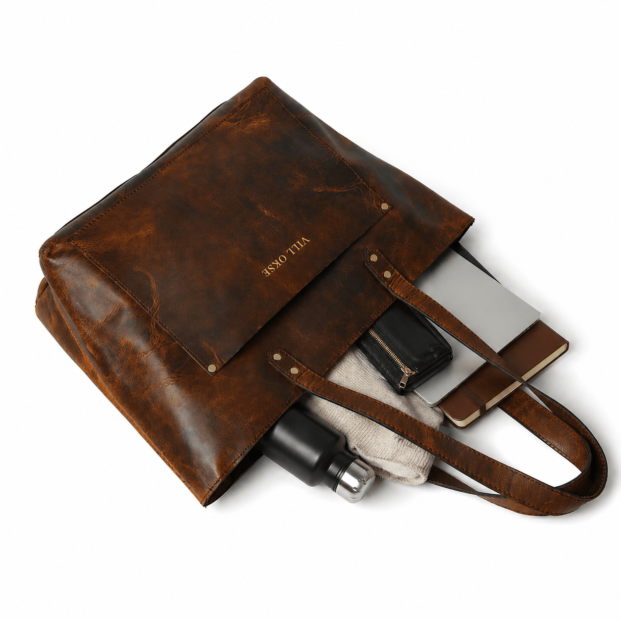 Work Leather Tote Bag (Oak Brown Hunter)
