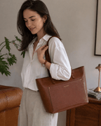 Work Leather Tote Bag (Cognac Nappa)