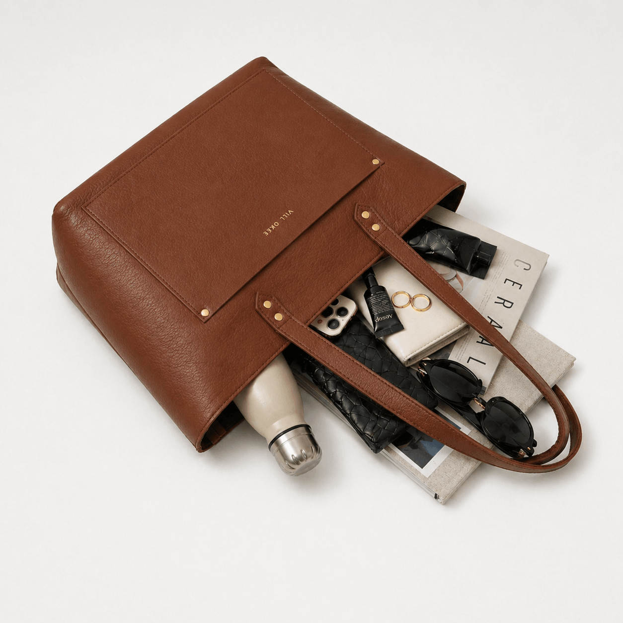 Work Leather Tote Bag (Cognac Nappa)