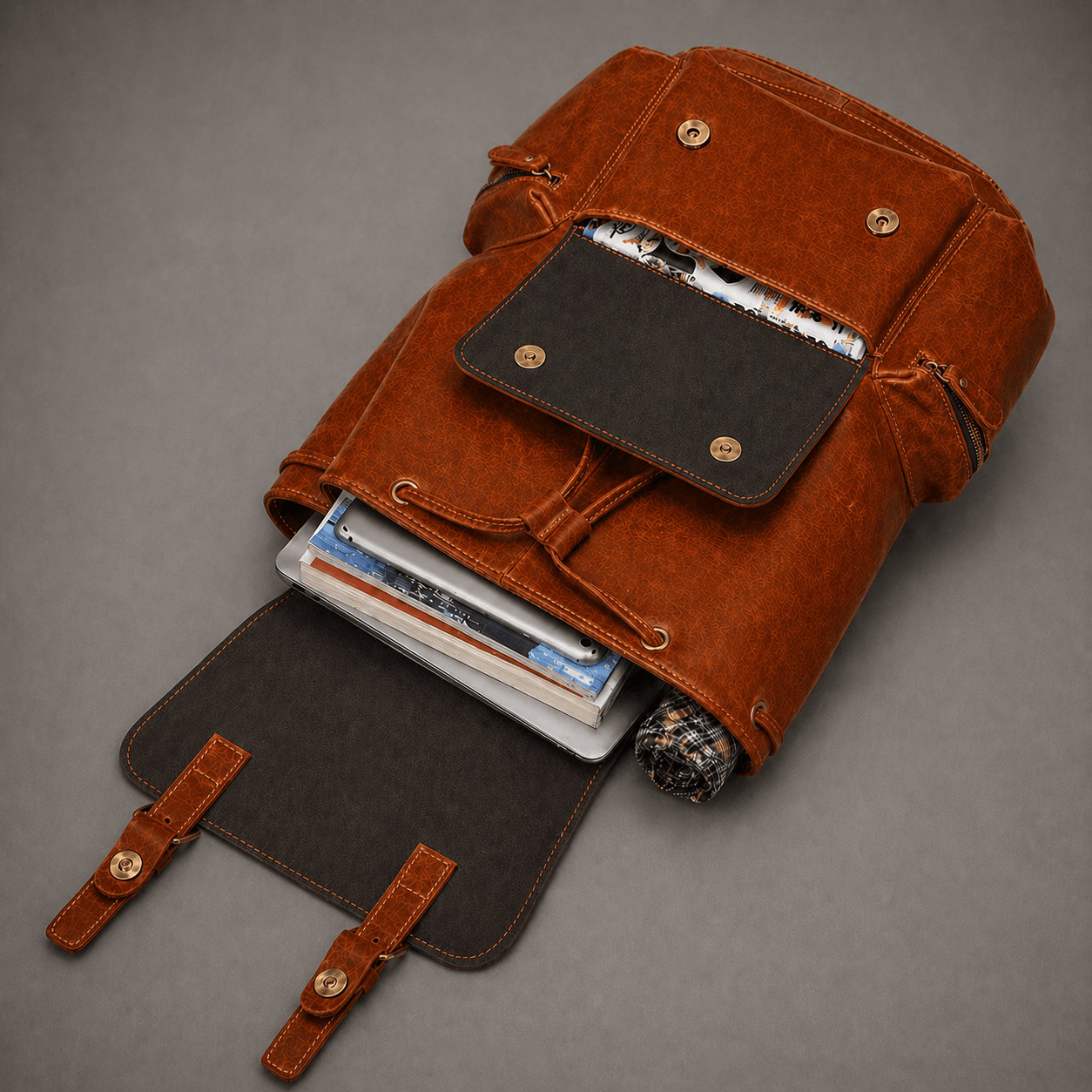 Neil Leather Backpack (Cognac Oil Pull-Up)