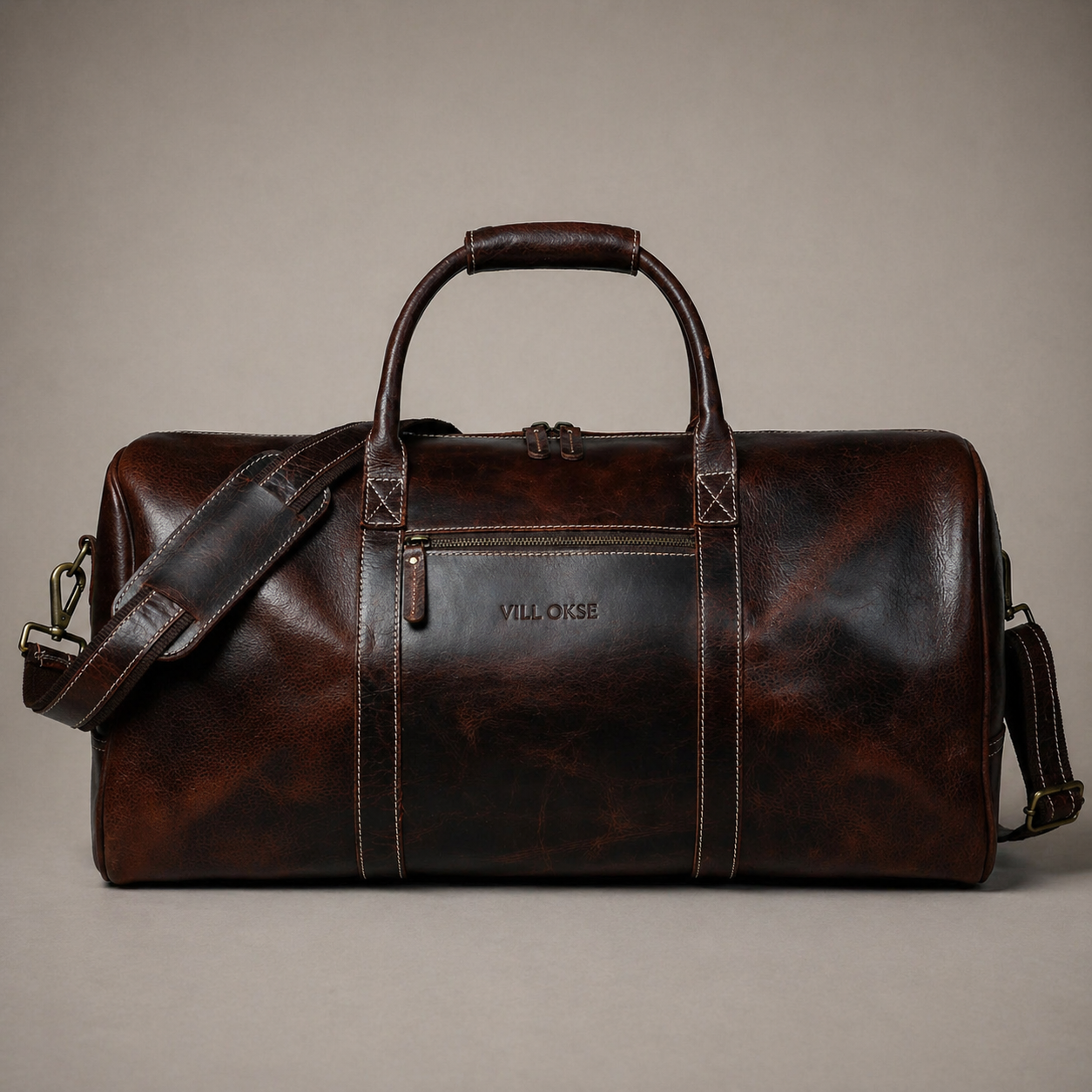 Traveler Leather Weekender Bag (Brown Oil Pull-Up)