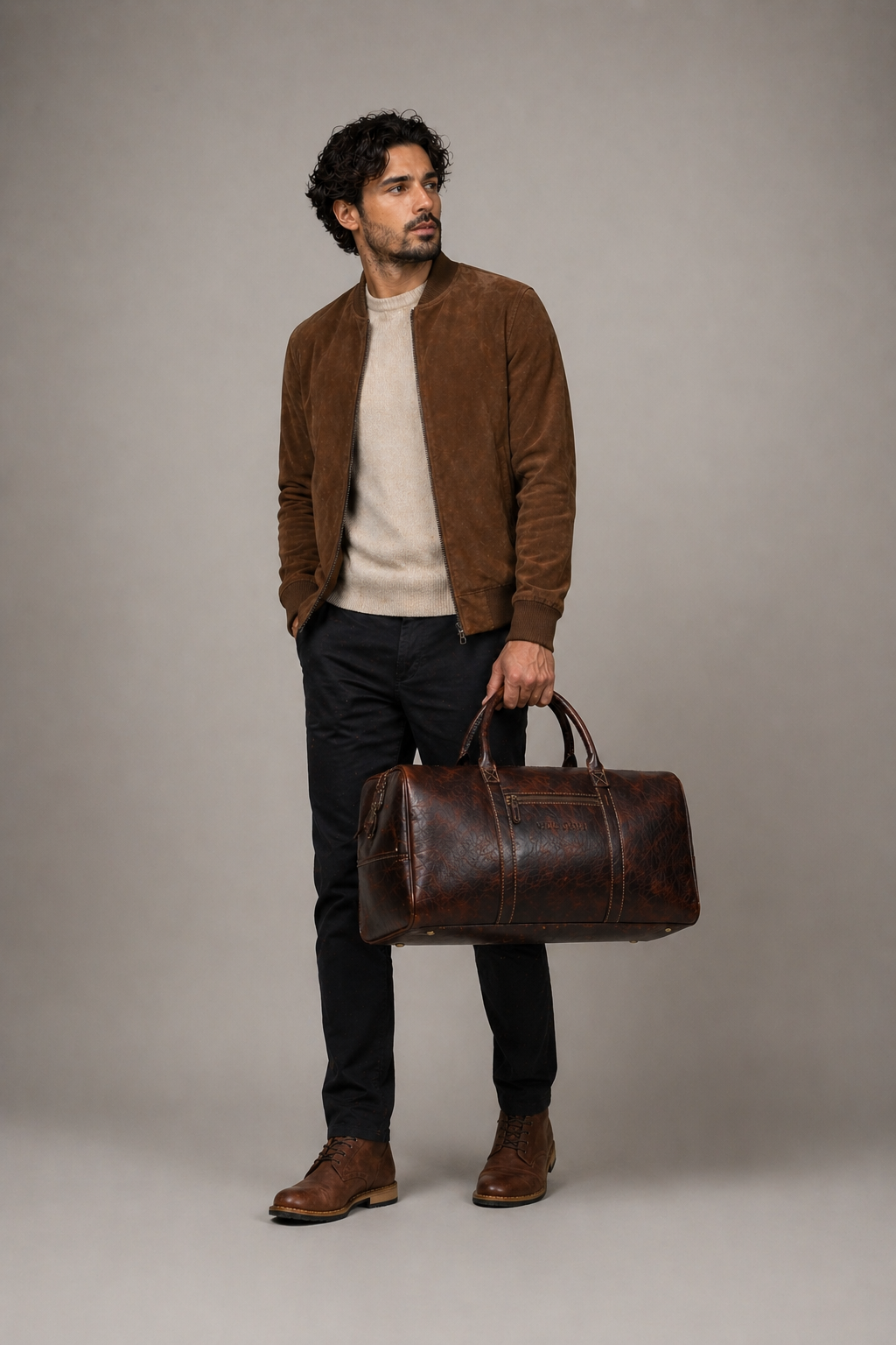 Traveler Leather Weekender Bag (Brown Oil Pull-Up)