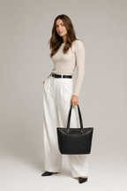 Work Leather Tote Bag (Black Nappa)