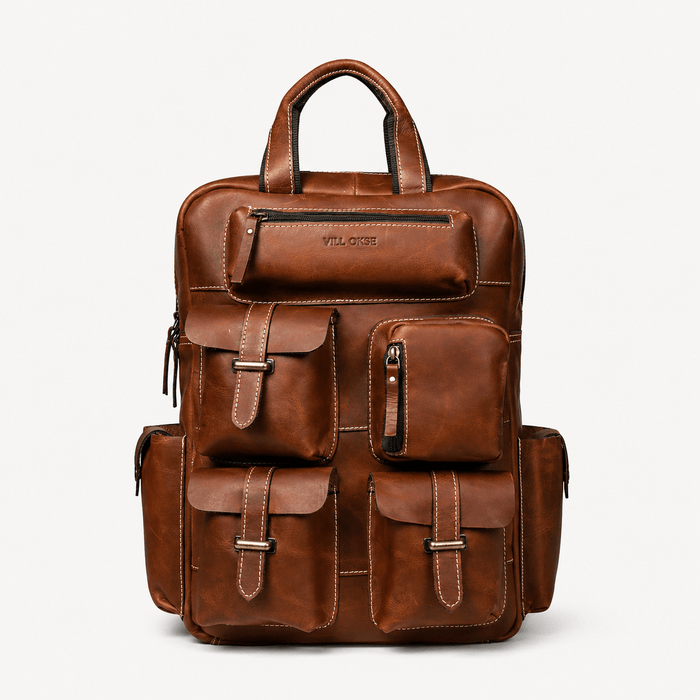 Adventurer Leather Backpack (Cognac Oil Pull-Up)
