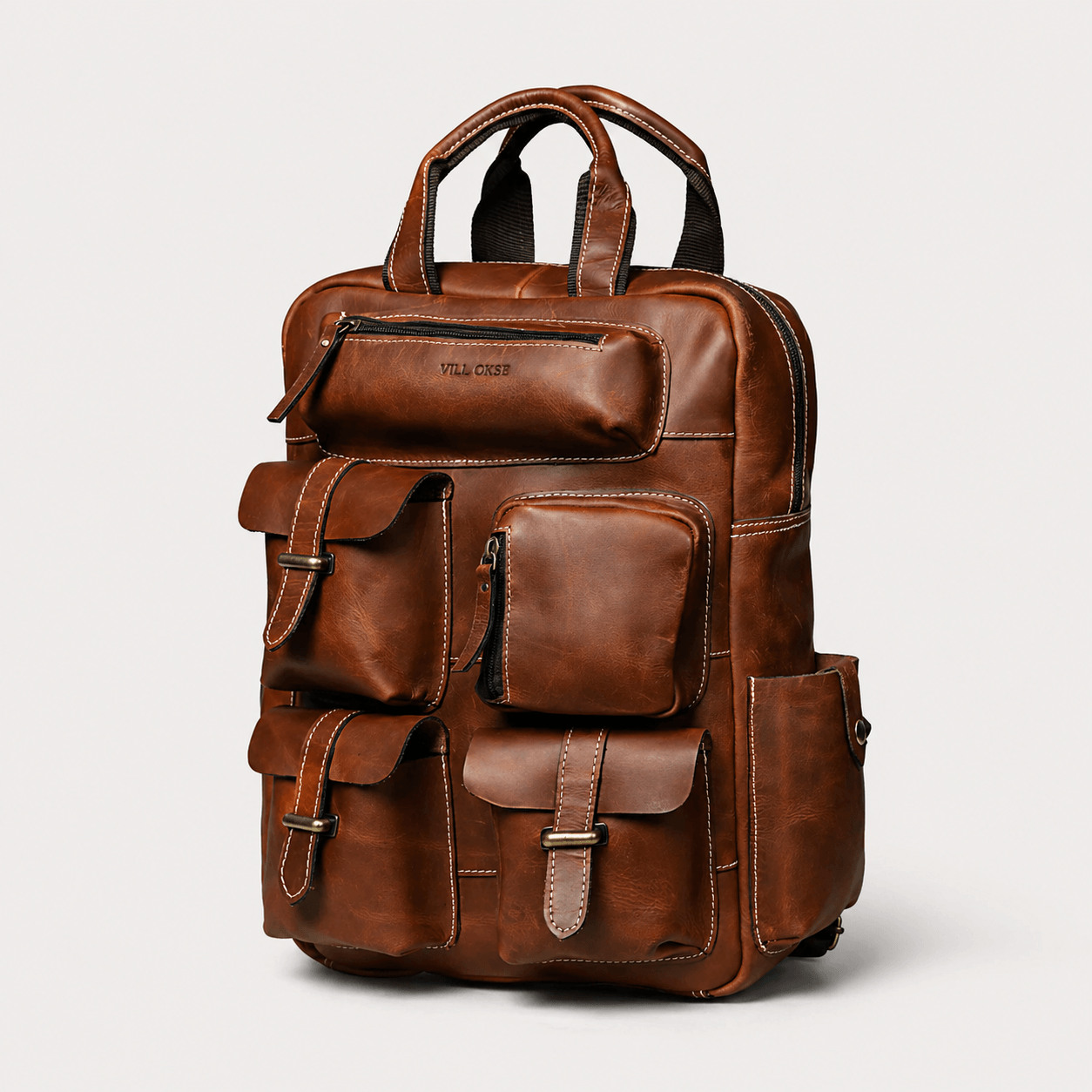 Adventurer Leather Backpack (Cognac Oil Pull-Up)