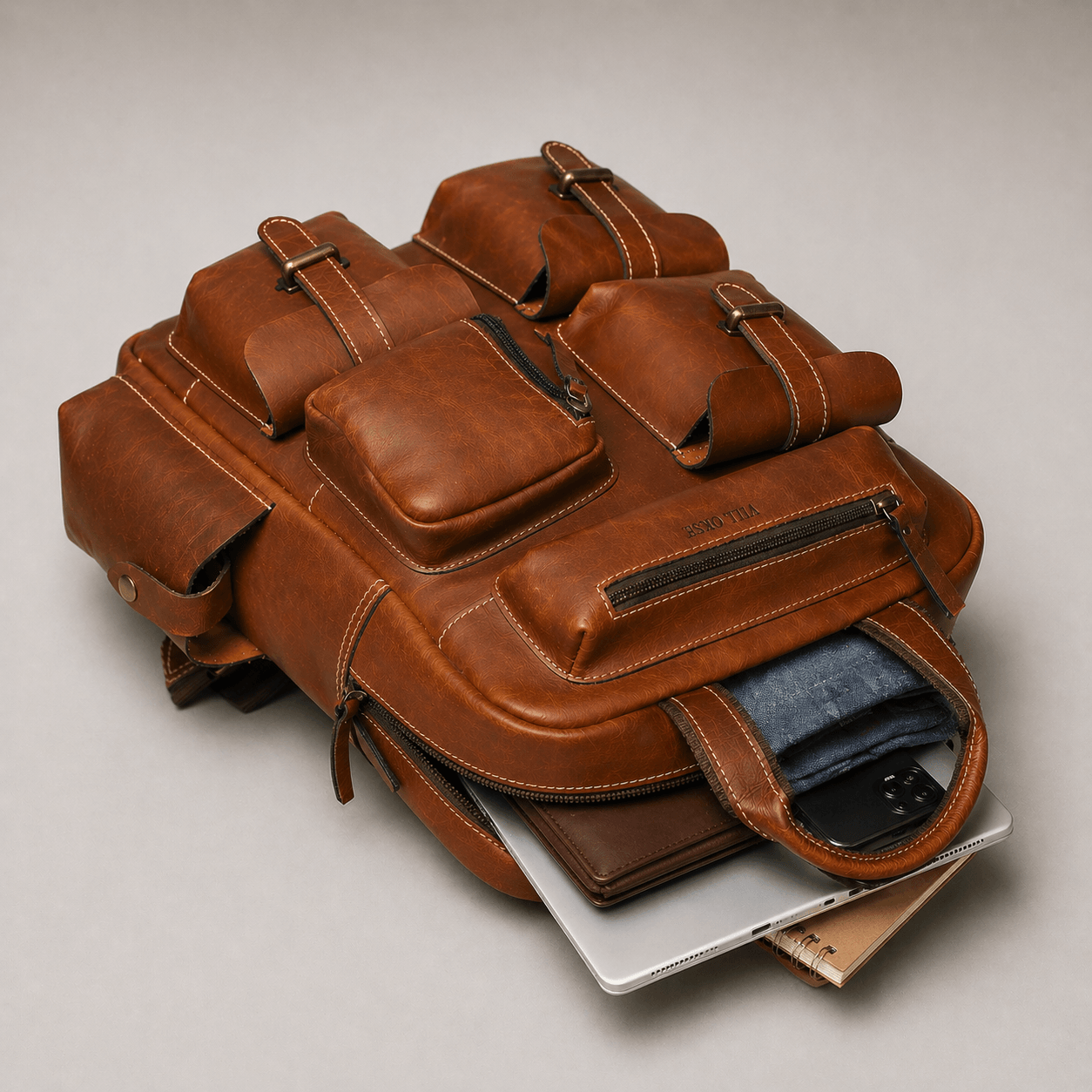 Adventurer Leather Backpack (Cognac Oil Pull-Up)