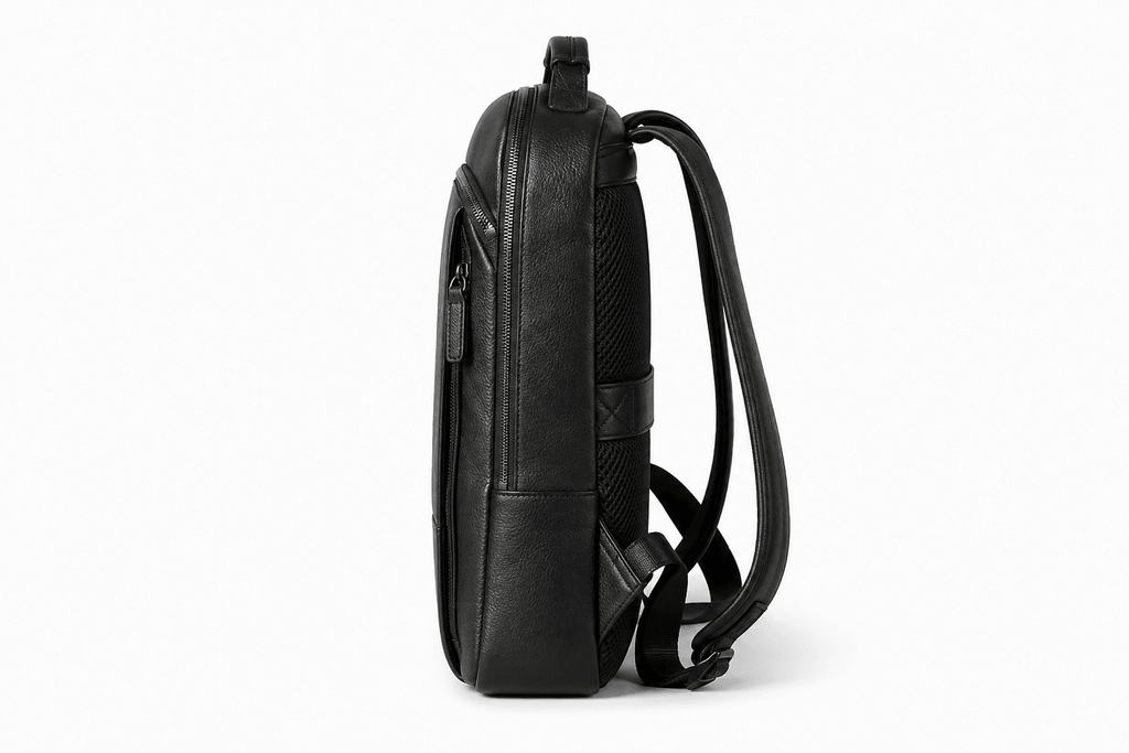 The Atlas Leather Backpack by VILL OKSE from side full