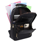 The Bavaria Leather Backpack in Black NDM by VILL OKSE front open view full