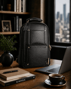 The Bavaria Leather Backpack in Black NDM by VILL OKSE in office
